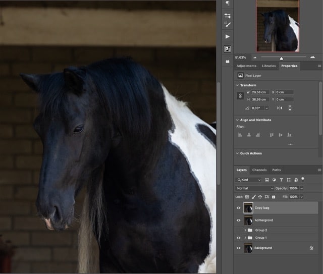 Photoshop stap 1, laag dupliceren en openen in Camera Raw