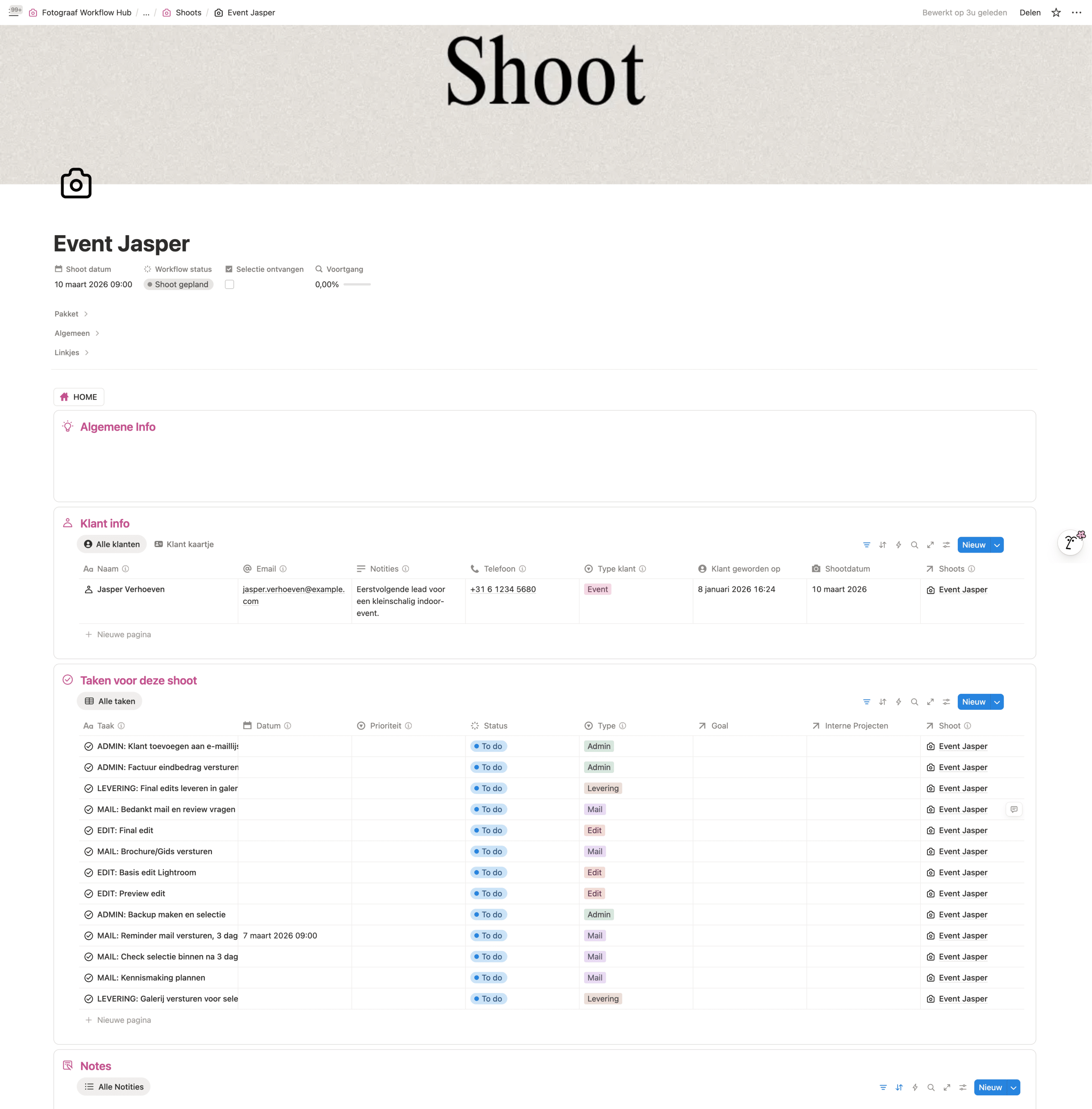 Notion voor Fotografen