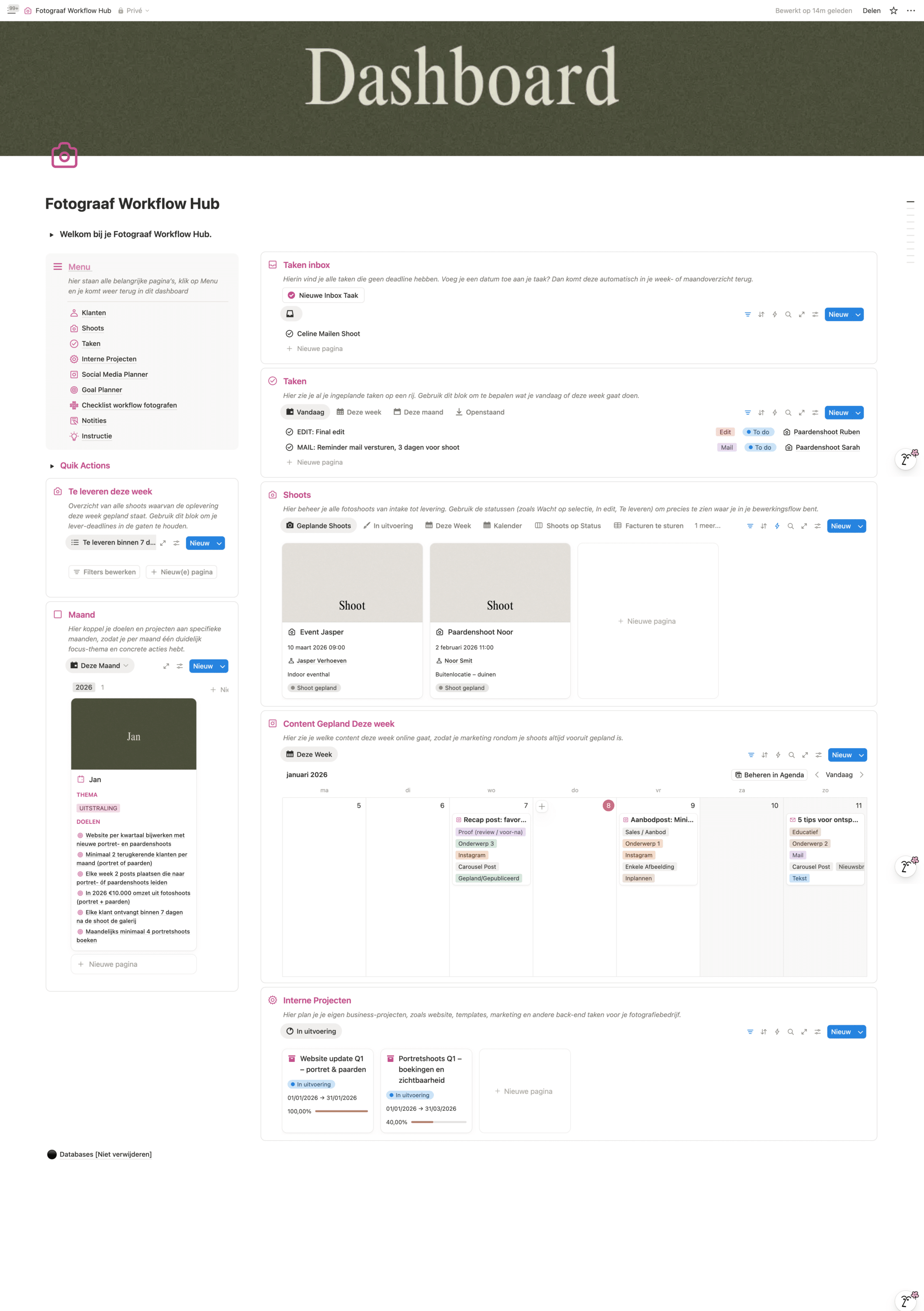 Notion voor Fotografen