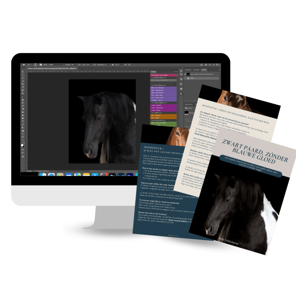 Zwart paard Photoshop Blauw
